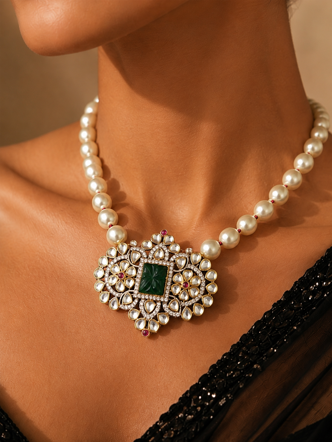 MOISSANITE PEARL NECKLACE