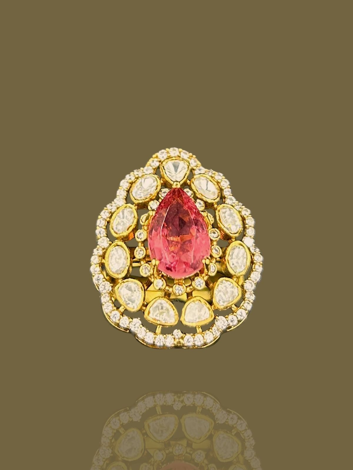 Red moissanite ring